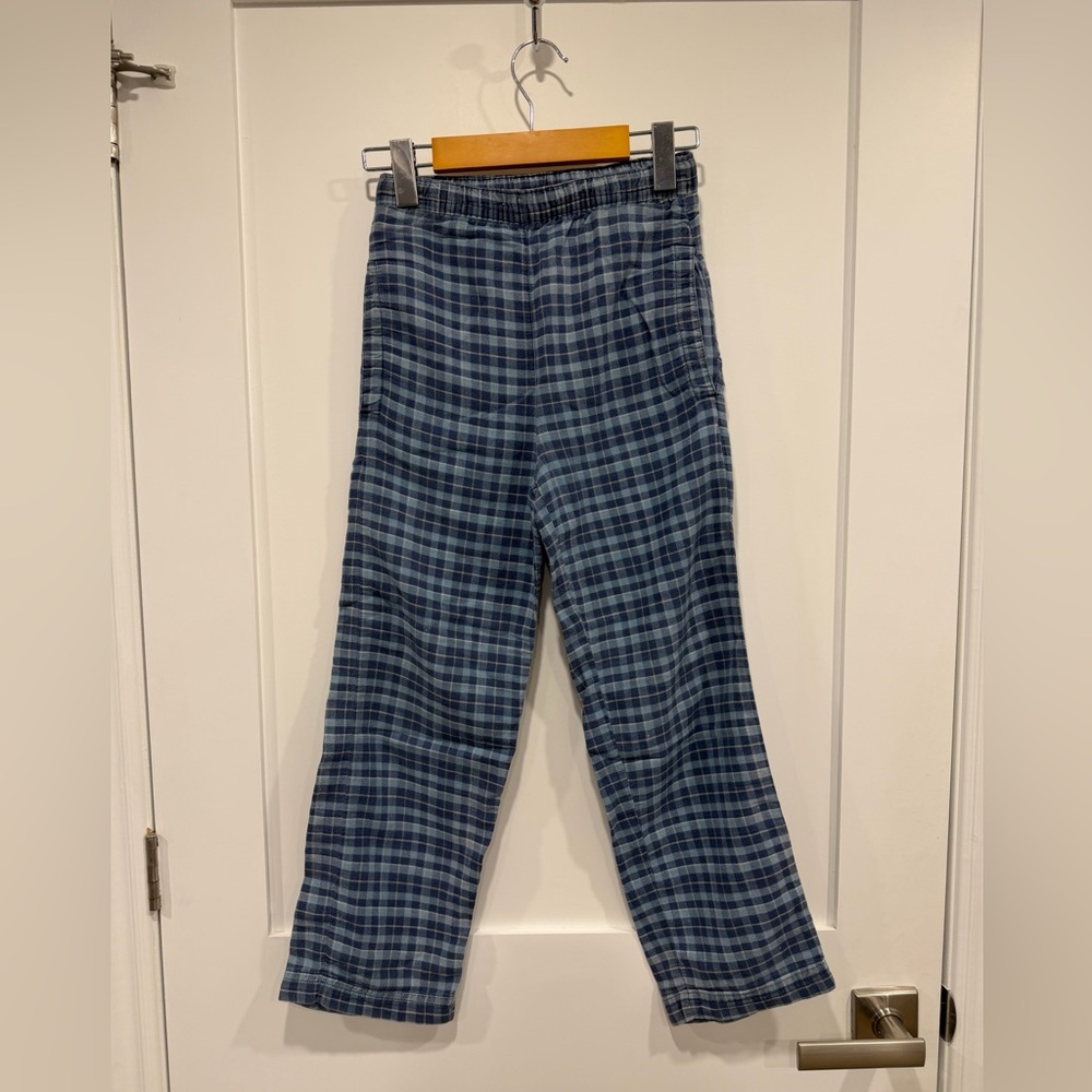 Kids Checkered Pajama Bottoms - Dark Blue and Sky Blue - Picture 2 of 13